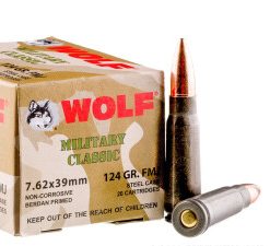 Wolf WPA Military Classic 7.62x39mm 124gr FMJ (20rds & 1000rds)