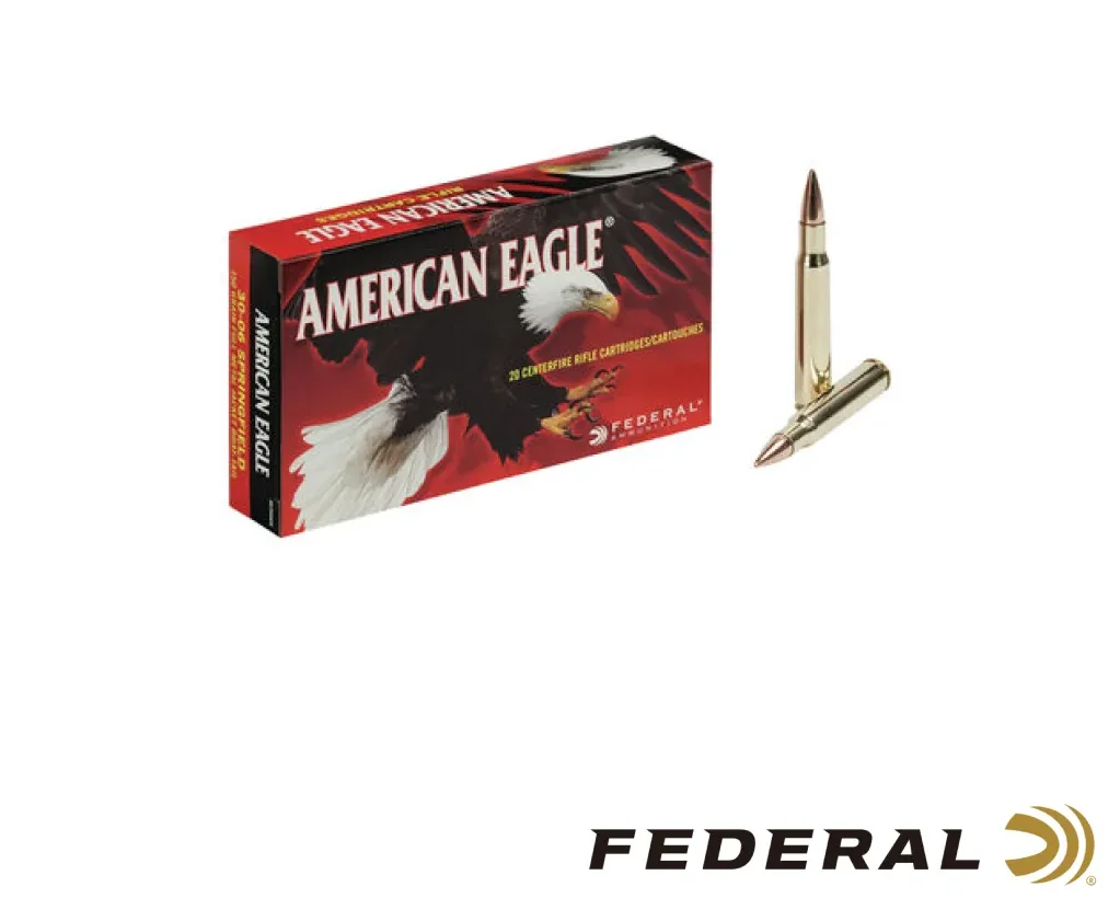 Federal American Eagle .30-06 Springfield 150gr. FMJ-BT (20rds & 500rds)